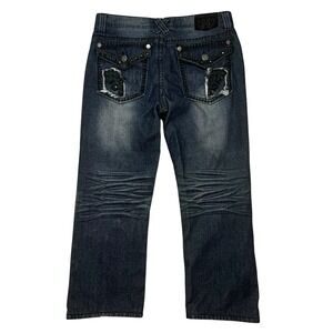 XTREME COUTURE Jeans Mens 34x25.5 Cross Grunge Punk‎ Dark Wash Straight